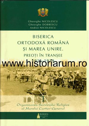 Coperta originală a cărții Preoți în tranșee 1916-1919, I, Organizarea serviciului religios al Marelui Cartier General