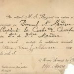 Invitație regală olografă din 1900 semnată de Olga Mavrogheni către Nicolae Mandrea, președinte la Curtea de Casație