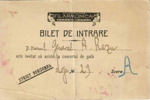 General Aristide Razu, bilet de intrare strict personal la concertul de gală de la Filarmonică