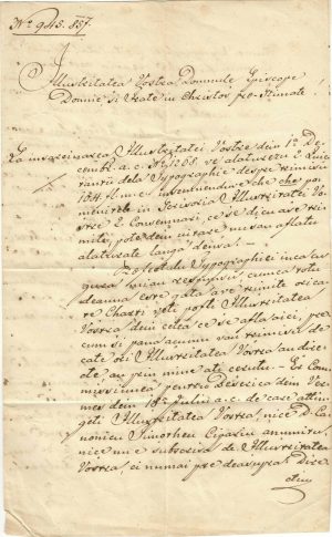 Alexandru Sterca-Șuluțiu, episcop greco-catolic și mitropolit, scrisoare olografă, 1857, apărându-l pe Timotei Cipariu, prefect al tipografiei din Blaj