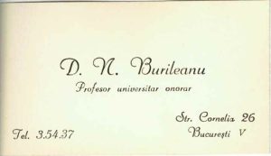 Demetriu N Burileanu, profesor universitar, carte de vizită, anii 1930