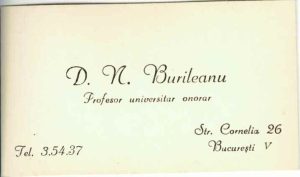 Demetriu N Burileanu, profesor universitar, carte de vizită, anii 1930