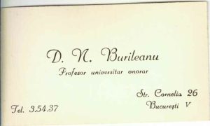 Demetriu N Burileanu, profesor universitar, carte de vizită, anii 1930