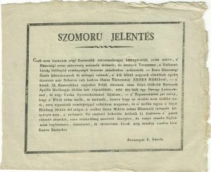Szomorú Jelentés, 2 darab, 1830-as évek, Marosvásárhely, Borosnyai L Lászlóné - Nemes Mária és Borosnyoi Lukáts Pál/Ferpare, lot de 2 bucăți, anii 1830, Târgu Mureș