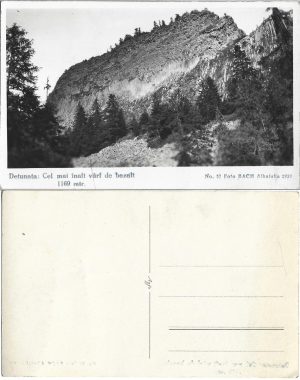 Detunata, cel mai înalt vârf de bazalt 1169 mtr, Nr 57 Foto Bach Alba Iulia 1929, carte poștală