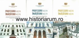 Coperțile originale ale celor 3 volume ale lucrării Profesorii noștri - învățătorii noștri, coordonator Ioan Moldoveanu