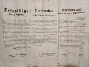 Prochiemățiune cătră locuitorii Transilvaniei, baron Ludovic Wohlgemuth, k k feldmarșal-locotenent și în Marele Principat al Transilvaniei guvernator civil și militar, 13 august 1849, Bistrița
