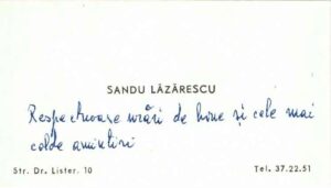 Sandu Lăzărescu, legionar condamnat de comuniști în lotul Noica-Pillat, carte de vizită cu nota sa olografă