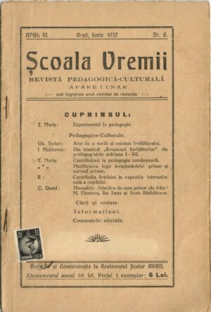Școala Vremii, revistă pedagogică-culturală, Arad, 6/1932