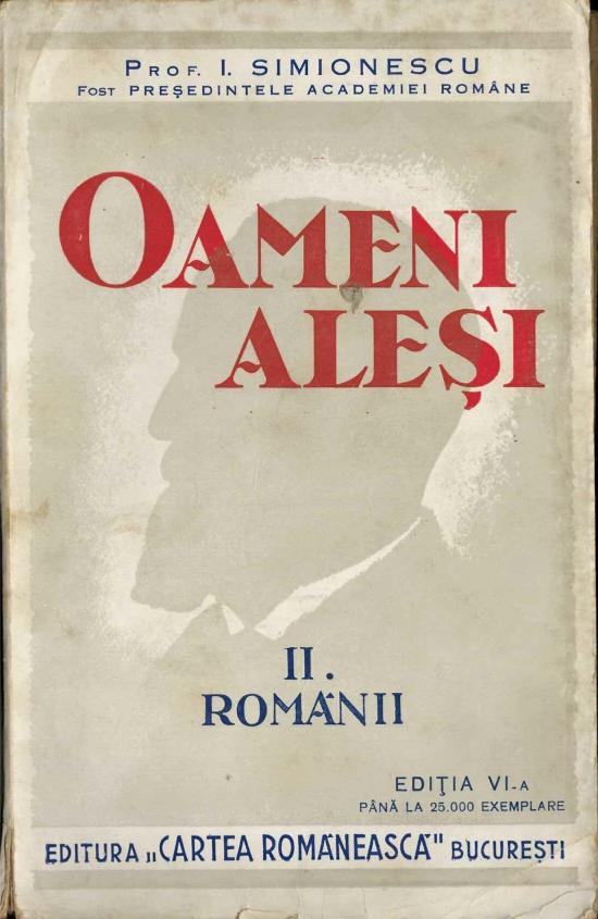 carte veche, Oameni aleși I Simionescu 1944, Anticariat Historiarum