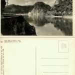 carte poștală Vederea din Cazane după Dubova la km 108/Kazanpartie nach Dubova bei km 108, fotograf J Fischer, Sibiu 1937