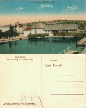 Lacul Crișan și Cofetăria băilor, Ocna Sibiului, carte poștală