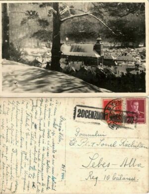Brașov, carte poștală, ștampilă cenzură Brașov, 1944