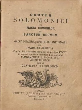 carte veche Cartea solomoniei cu magia comorilor 1916 București, Anticariat Historiarum