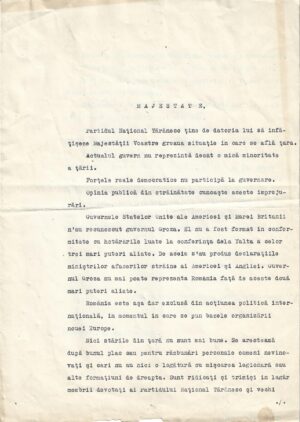 Memoriul lui Iuliu Maniu din 14 aprilie 1945 către Regele Mihai, Anticariat Historiarum