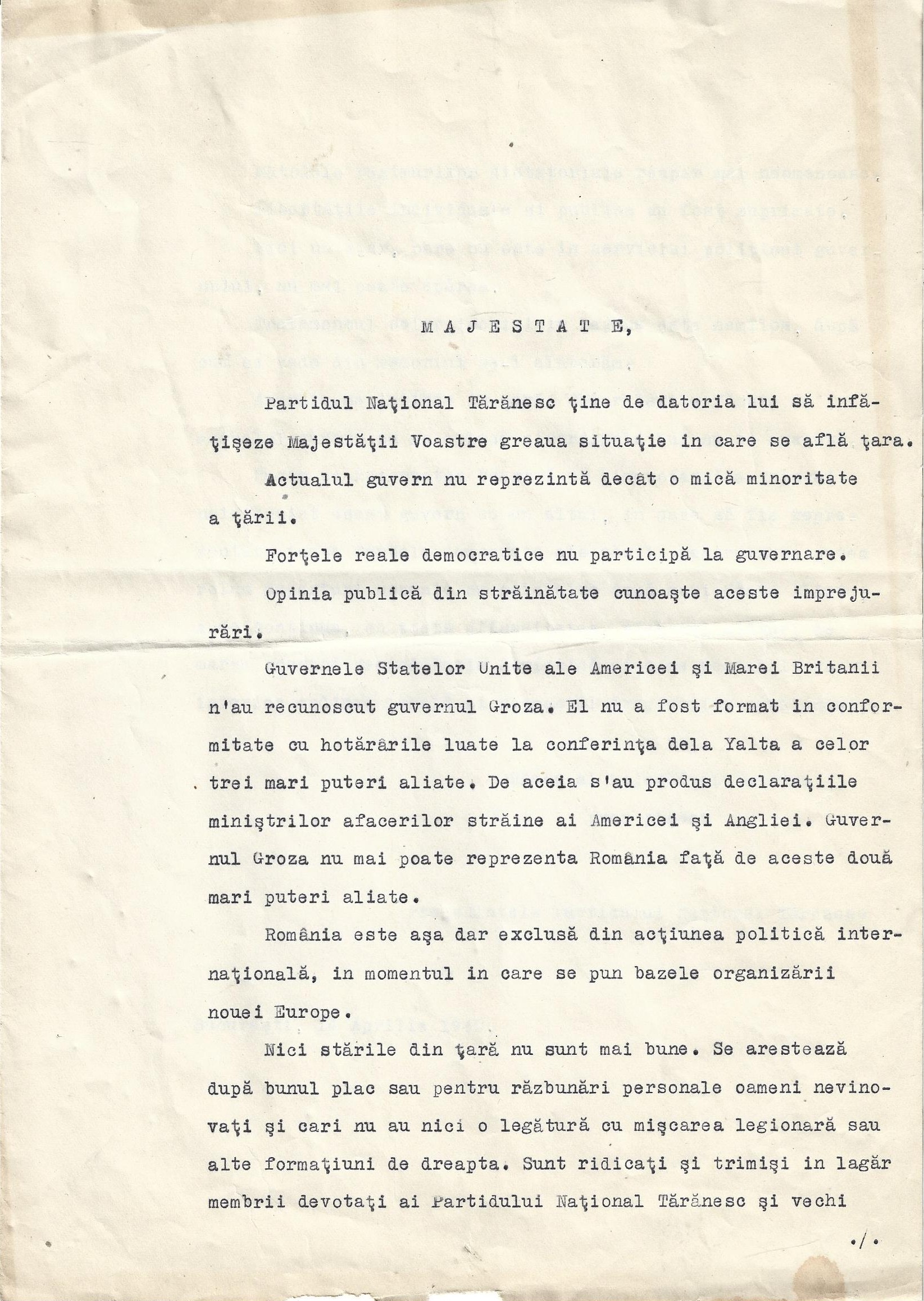 Memoriul lui Iuliu Maniu din 14 aprilie 1945 către Regele Mihai, Anticariat Historiarum