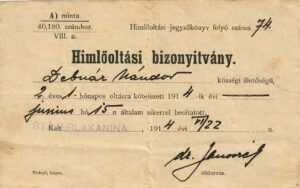 Certificat de vaccinare antivariolică Anina 1914, Anticariat Historiarum