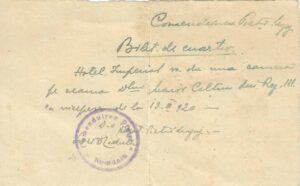 Bilet de cvartir Hotel Imperial Lugoj Regimentul 111 Infanterie 1920, Anticariat Historiarum