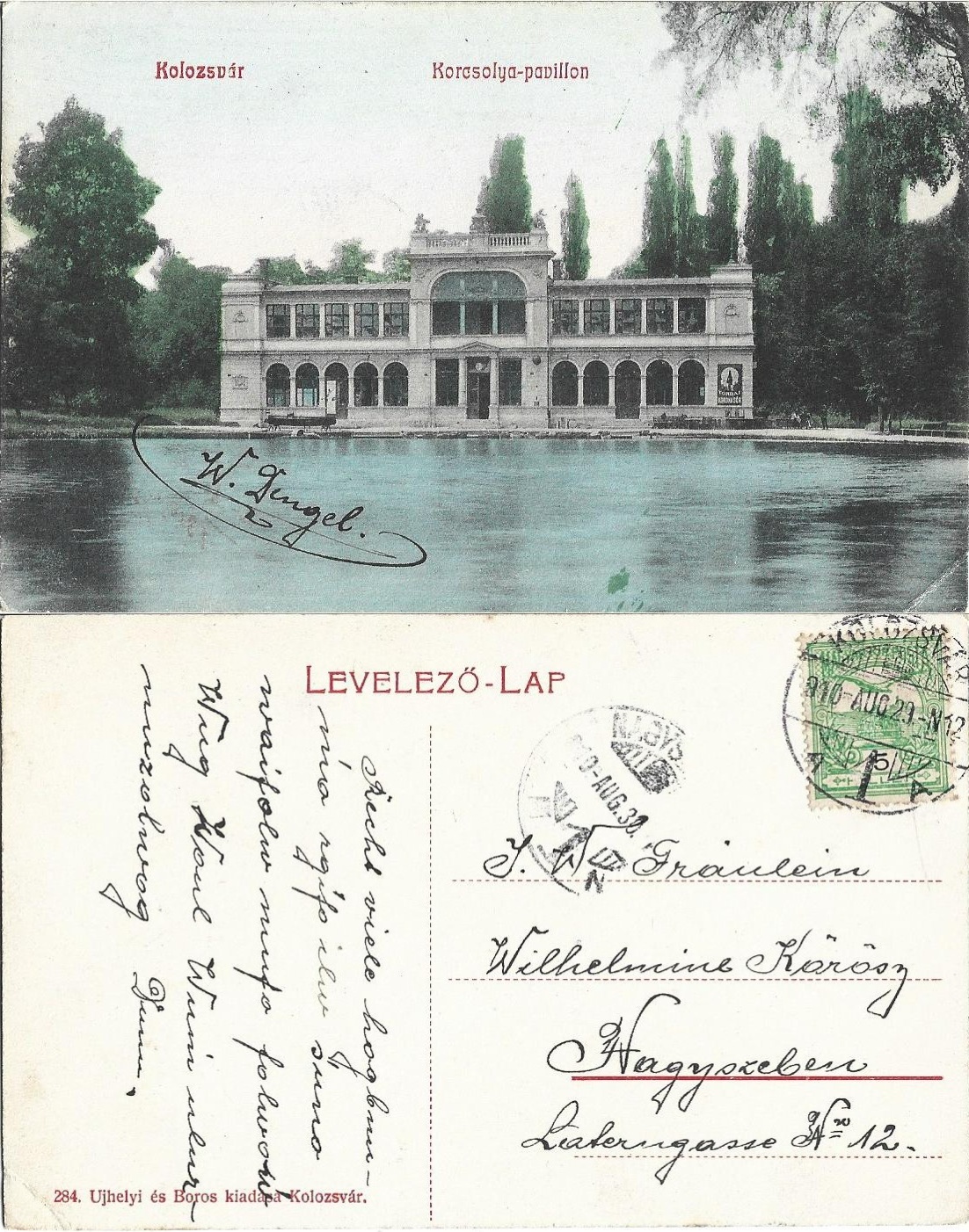 Kolozsvár Korcsolya pavillon Ujhelyi és Boros 1910 Cluj carte poștală, Anticariat Historiarum