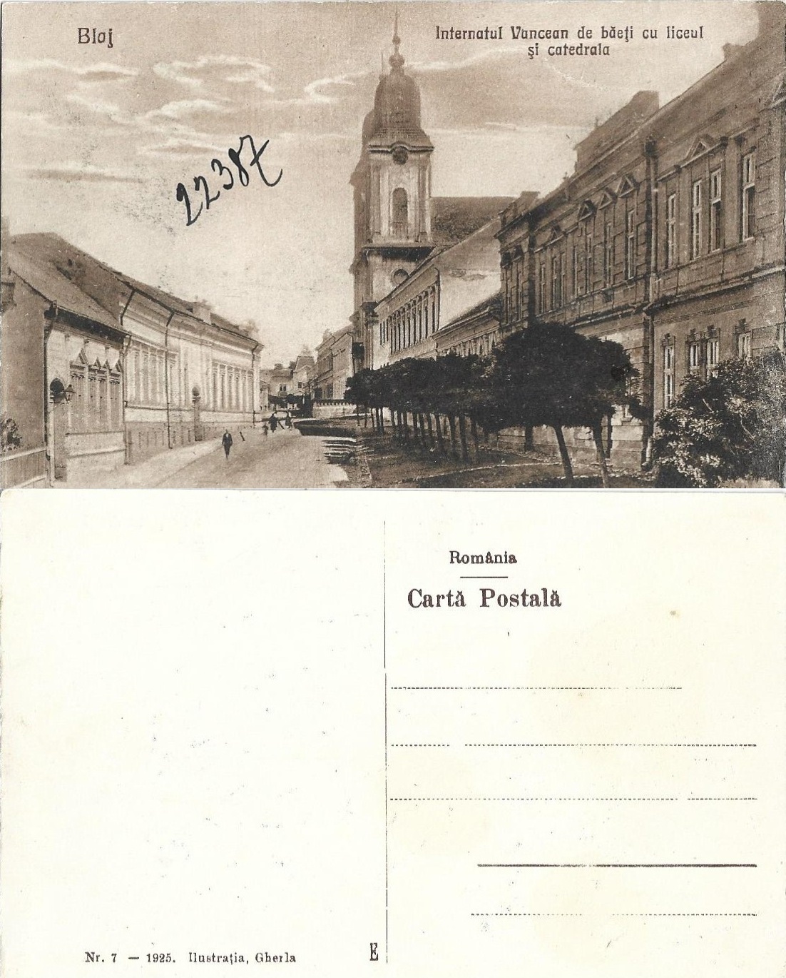 Blaj Internatul Vancean de băeți cu liceul și catedrala 1925 carte poștală, Anticariat Historiarum
