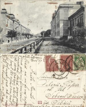 Iskola-utca, Kolozsvár, kiadja Schuster Emil Kolozsvár, Cluj, carte poștală circulată Sebeș, 1921