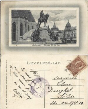 Kolozsvár Mátyás Király tér Rigó Árpád Cenzura Română Cluj 1920 carte poștală, Anticariat Historiarum